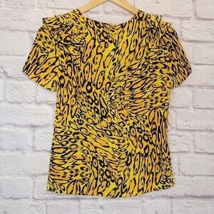 Juicy Couture Silk Ruffle Shoulder Back Button-Up Top 0